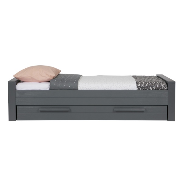 Dennis Bed 90x200 Cm Grenen Steel Grey Geborsteld [fsc]
