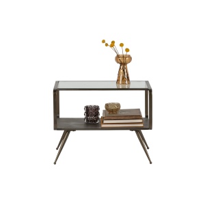 Fancy Bijzettafel Metaal/glas Antique Brass