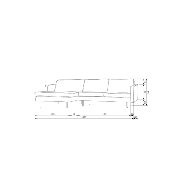 Rodeo Chaise Longue Links Velvet Antraciet