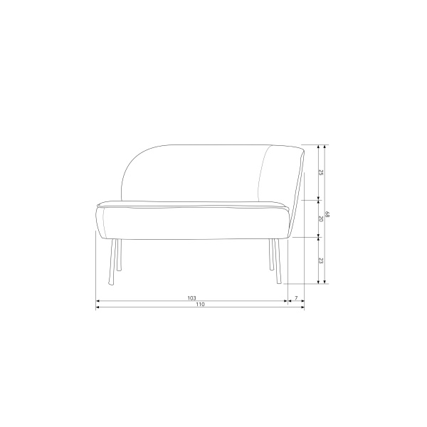 Vogue Lounge Fauteuil Rechts Fluweel Onyx