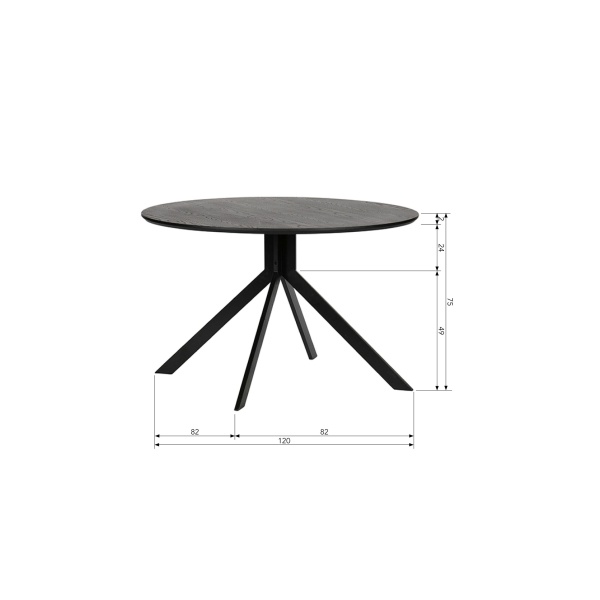 Bruno Eettafel Rond Mdf Zwart Ø120cm