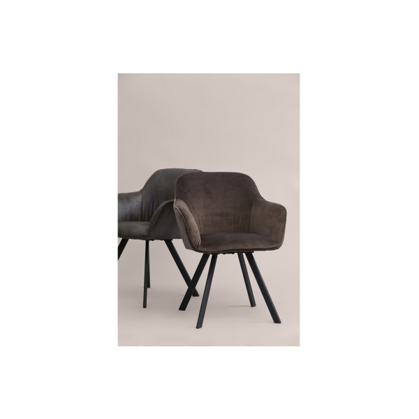 Set V 2 - Viggo Eetkamerstoel Fluweel Antraciet
