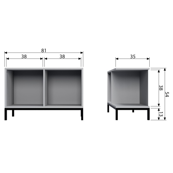 Vt Lower Case Two Open Betongrijs Incl Onderstel [fsc]