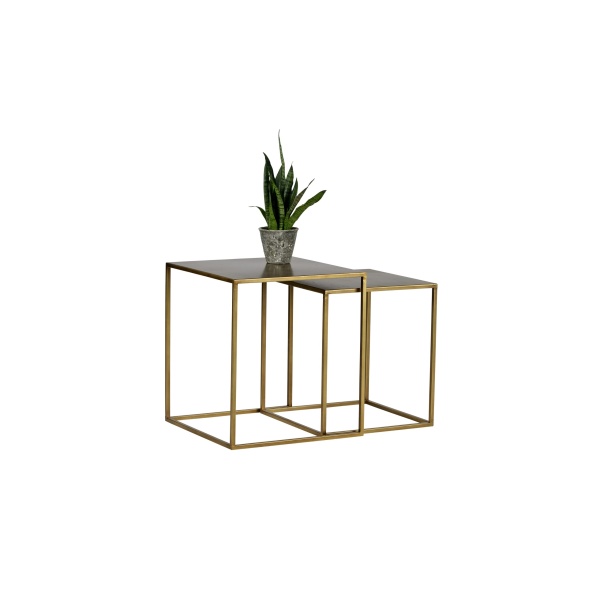 Set V 2 - Ziva Bijzettafels Metaal Antique Brass