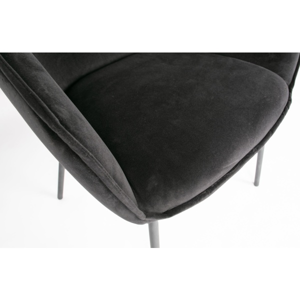 Set V 2 - Sien Eetkamerstoel Fluweel Zwart