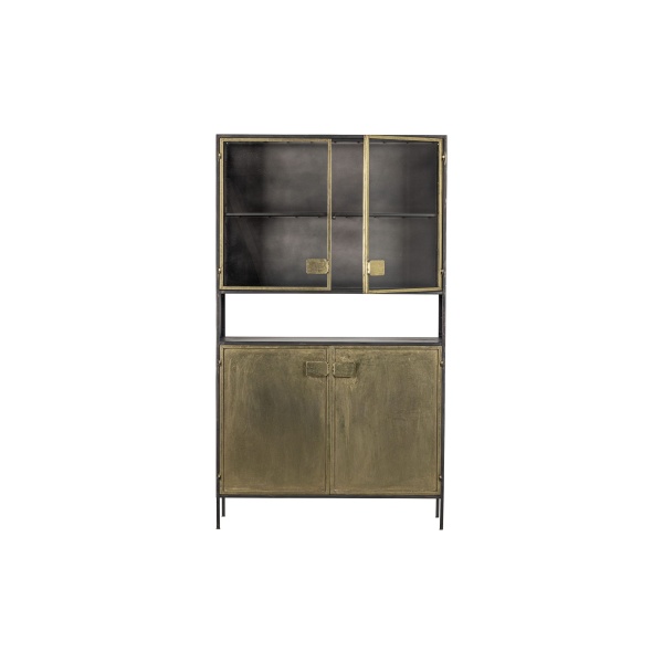 Pack Vitrinekast Metaal Antique Brass / Zwart