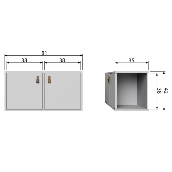 Vt Lower Case Two Doors Grenen Betongrijs [fsc]