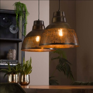 Hanglamp 2x38 screen / Brons antiek