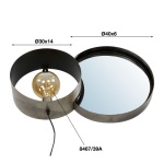 Wandlamp charger spiegel + lamp / Oud zilver