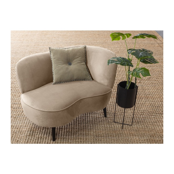 Sara Lounge Fauteuil Rechts Fluweel Khaki