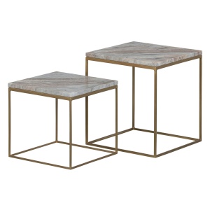 Set V 2 - Mellow Bijzettafels Marmer Champagne