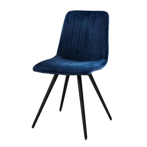 Stoel velvet straight stitch/ Blauw velours