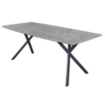 Eetkamertafel 160 ovaal blad zwart gepoedercoat frame / 3D betonlook grijs