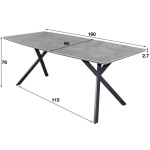 Eetkamertafel 160 ovaal blad zwart gepoedercoat frame / 3D betonlook grijs
