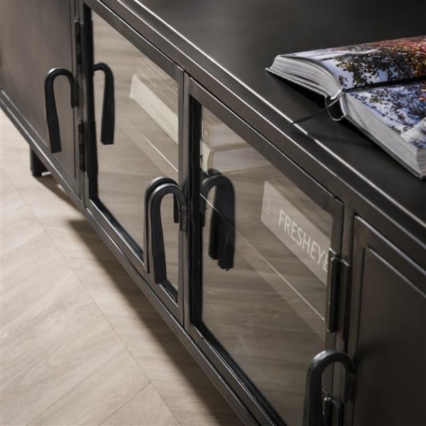 TV-meubel 180cm Rift metal / Gun metal