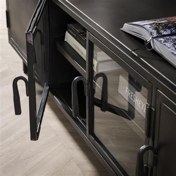 TV-meubel 180cm Rift metal / Gun metal