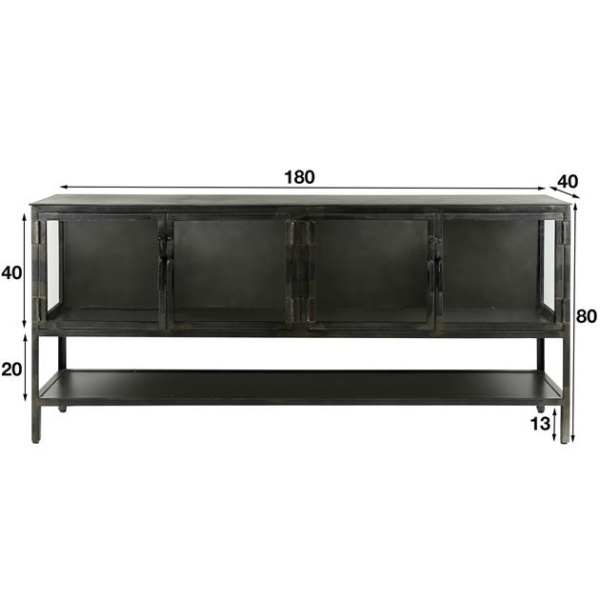 Dressoir Ruff metal open vak / Gun metal
