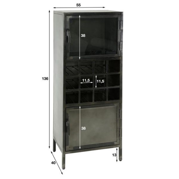 Wijnkast Ruff metal / Gun metal