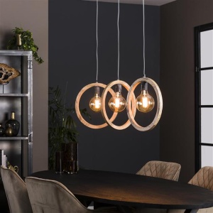 Hanglamp 3L round wood / Massief mango naturel