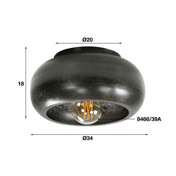 Plafondlamp sky 34 / Zwart nikkel