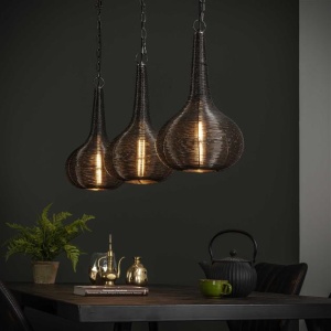 Hanglamp 3L wire kegel / Antiek Nikkel