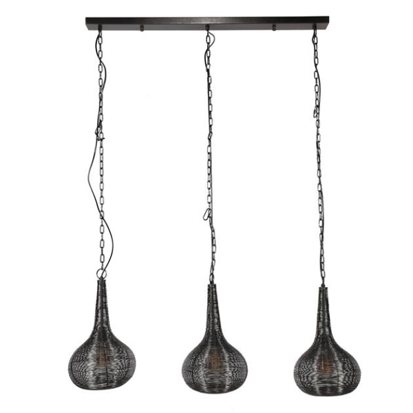 Hanglamp 3L wire kegel / Antiek Nikkel