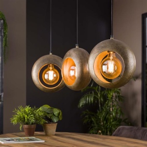 Hanglamp 3L track alu / Brons antiek