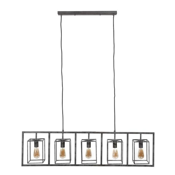 Hanglamp 5L cubic tower / Oud zilver