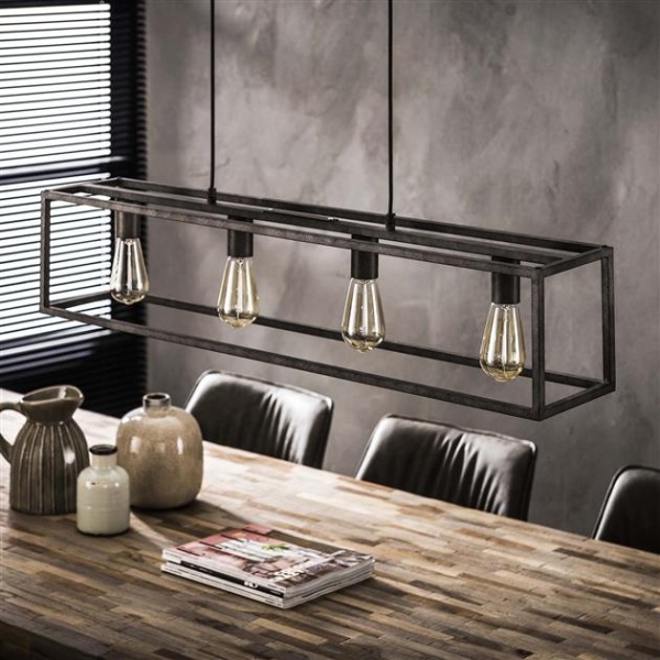 Hanglamp 4L cubic / Oud zilver