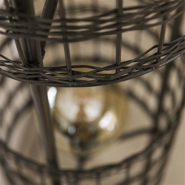 Vloerlamp 2L metal blinds / Zwart nikkel