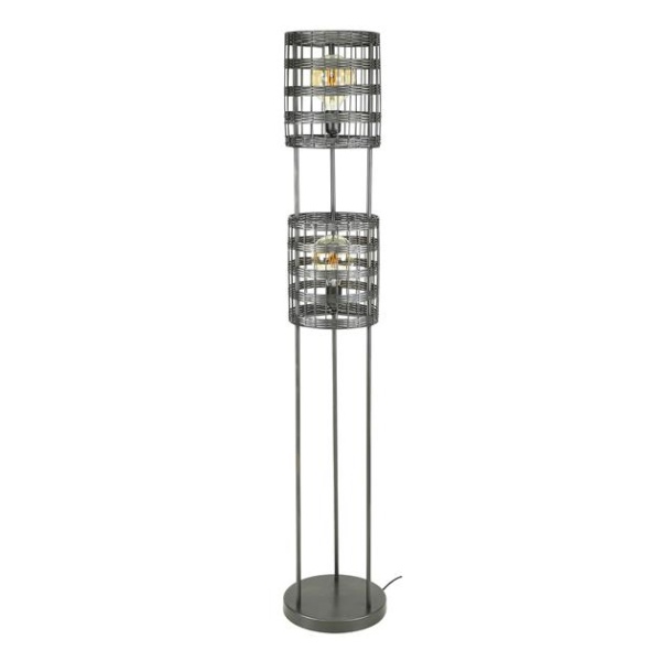 Vloerlamp 2L metal blinds / Zwart nikkel