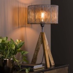Tafellamp tripod wood / Zwart nikkel