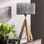 Tafellamp tripod wood / Zwart nikkel