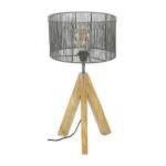 Tafellamp tripod wood / Zwart nikkel