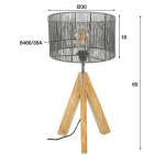 Tafellamp tripod wood / Zwart nikkel