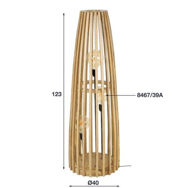 Vloerlamp 3L launch / Massief mango naturel