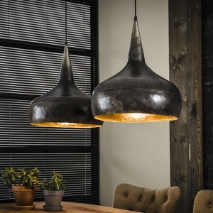 Hanglamp 2x40 trechter / Oud zilver