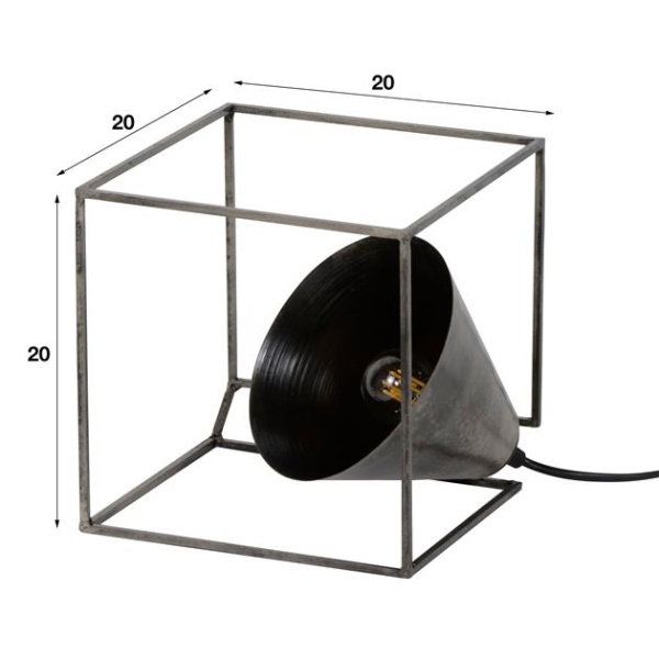 Tafellamp industry kubus / Oud zilver
