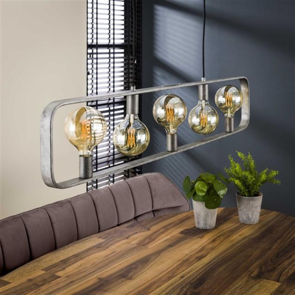 Hanglamp 5L strip / Oud zilver