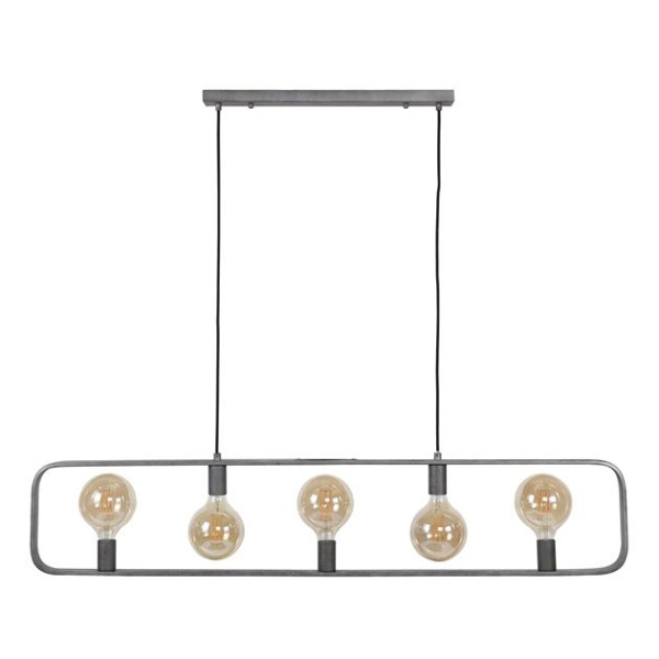 Hanglamp 5L strip / Oud zilver