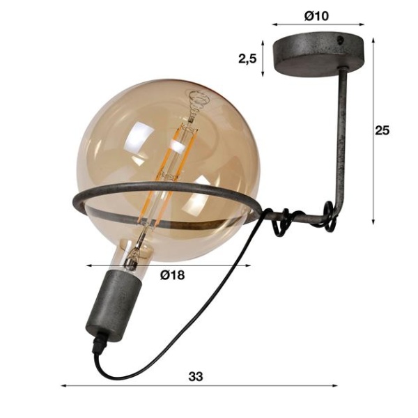 Plafondlamp 1L saturn voor 20 lichtbron / Oud zilver