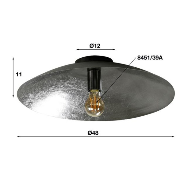 Plafondlamp shield 50 / Zwart nikkel