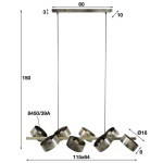 Hanglamp 8L rotar / Oud zilver