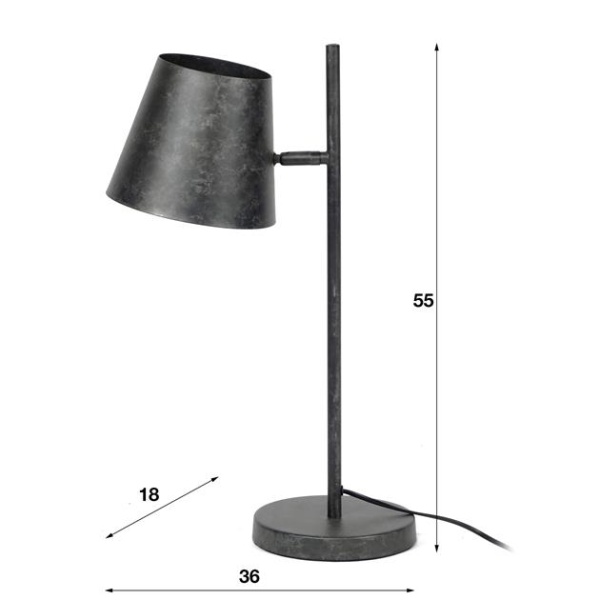 Tafellamp 1L verstelbare metalen kap / Charcoal