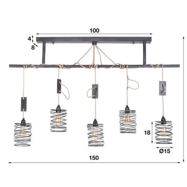 Hanglamp 5L elevate / Grijs