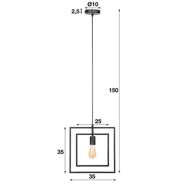 Hanglamp 1L Turn square / Charcoal