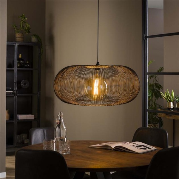 Hanglamp 70 copper twist / Zwart nikkel