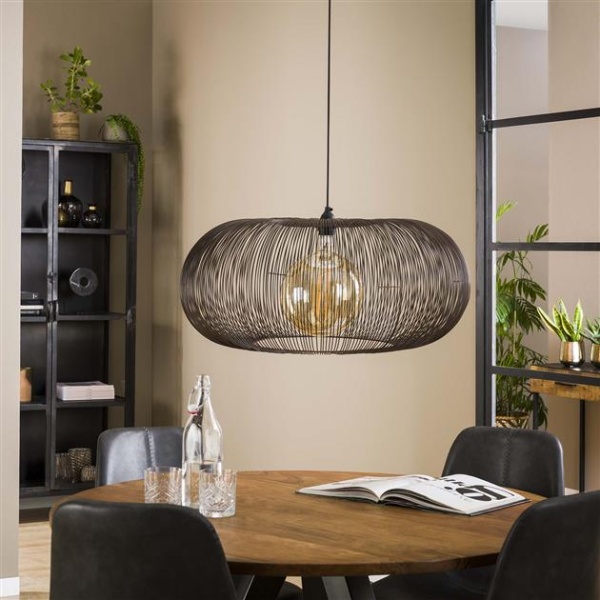 Hanglamp 70 copper twist / Zwart nikkel