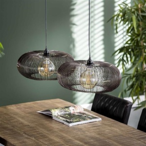 Hanglamp 2x 43 disk wire copper twist / Zwart nikkel