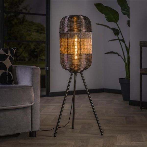 Vloerlamp tripod web / Zwart nikkel